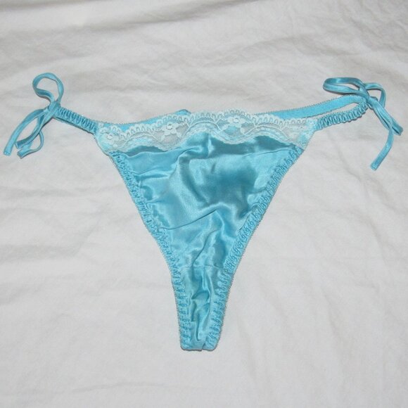 Victoria's Secret Other - Vtg Y2K Victoria's Secret 100% Silk Tie Side 2002 Thong G String Panty Size S